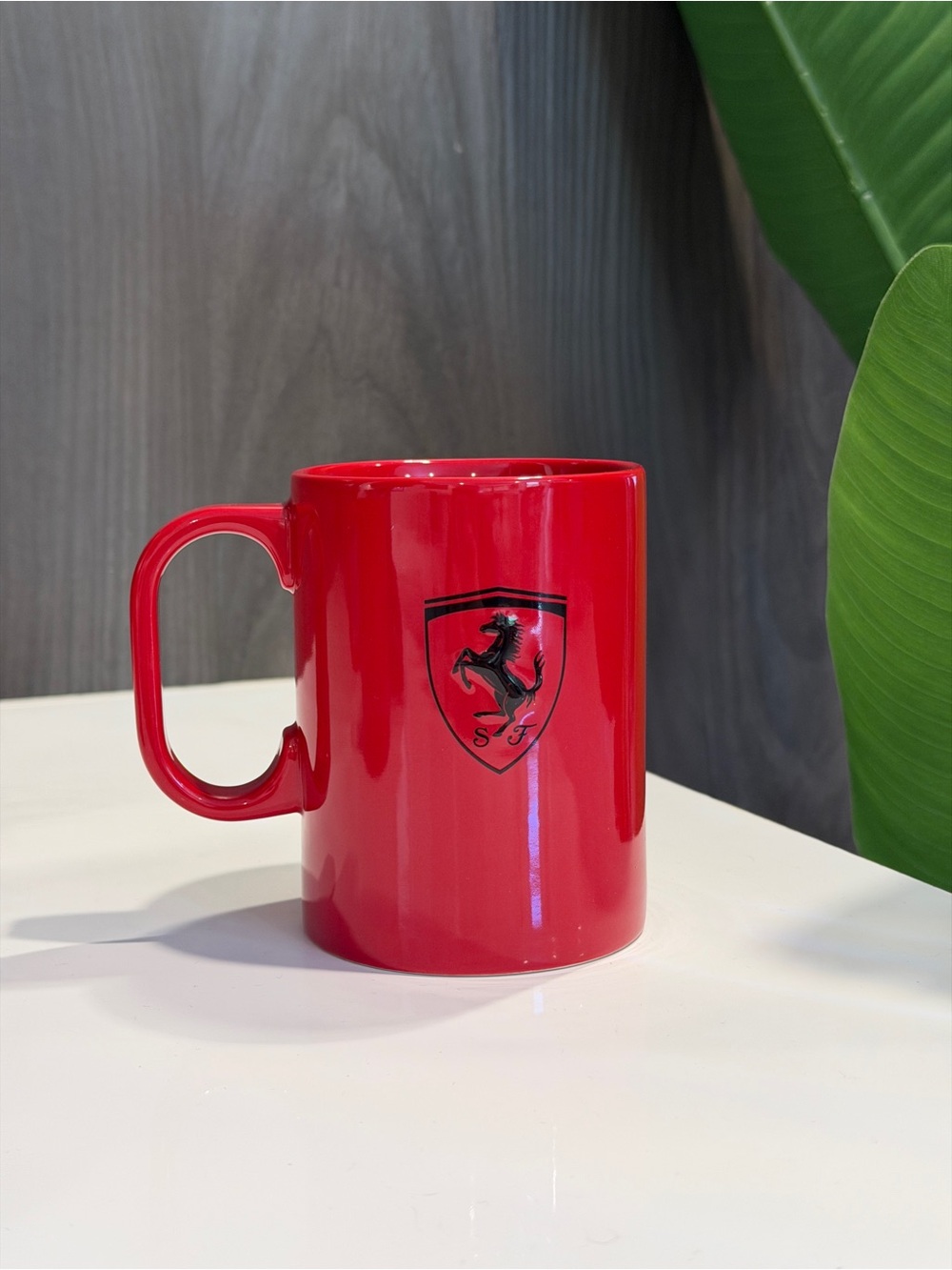 Ferrari Red Glossy Mug with Black Shield Accent